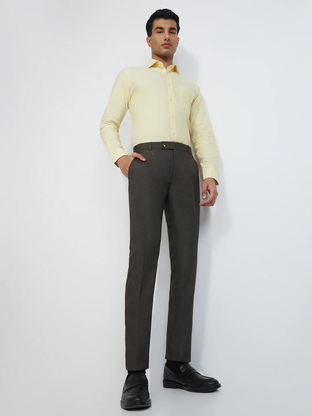 Raymond Men Brown Structure Slim Fit Polyester Blend Trouser - Image 9