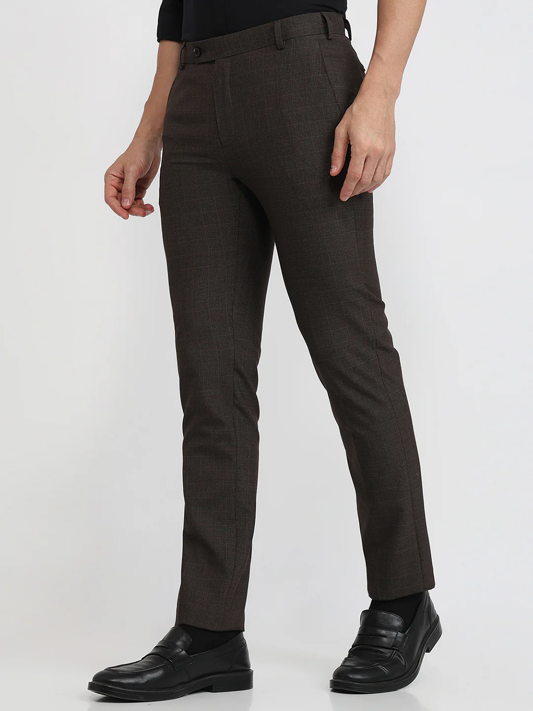 Raymond Men Brown Structure Slim Fit Polyester Blend Trouser - Image 2