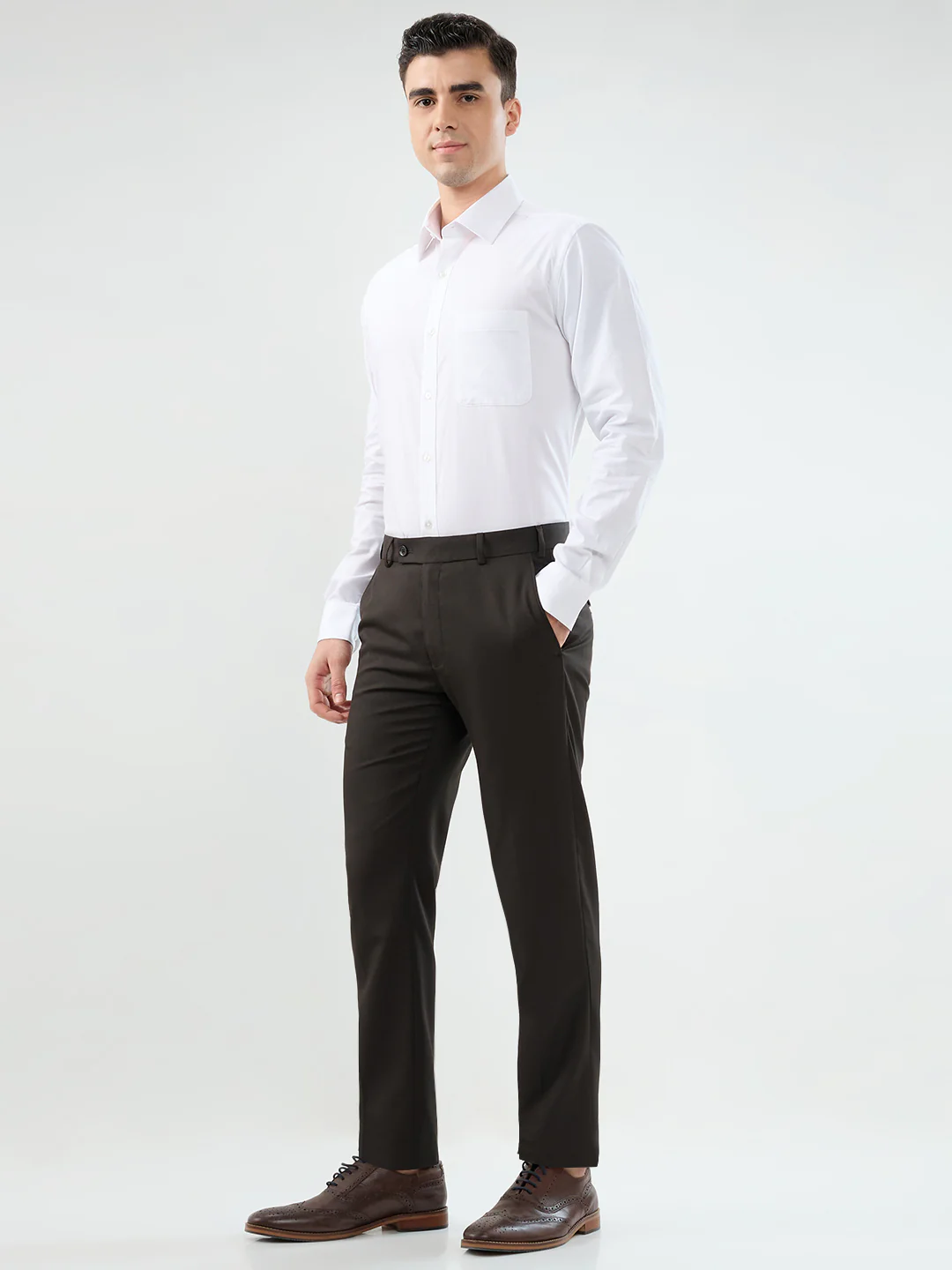 Raymond Men Brown Structure Slim Fit Polyester Blend Trouser - Image 5