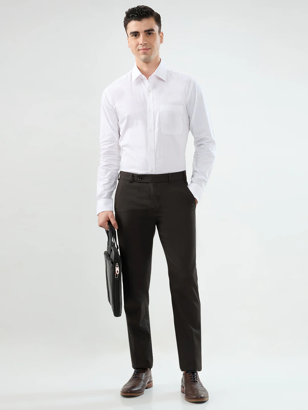 Raymond Men Brown Structure Slim Fit Polyester Blend Trouser - Image 7