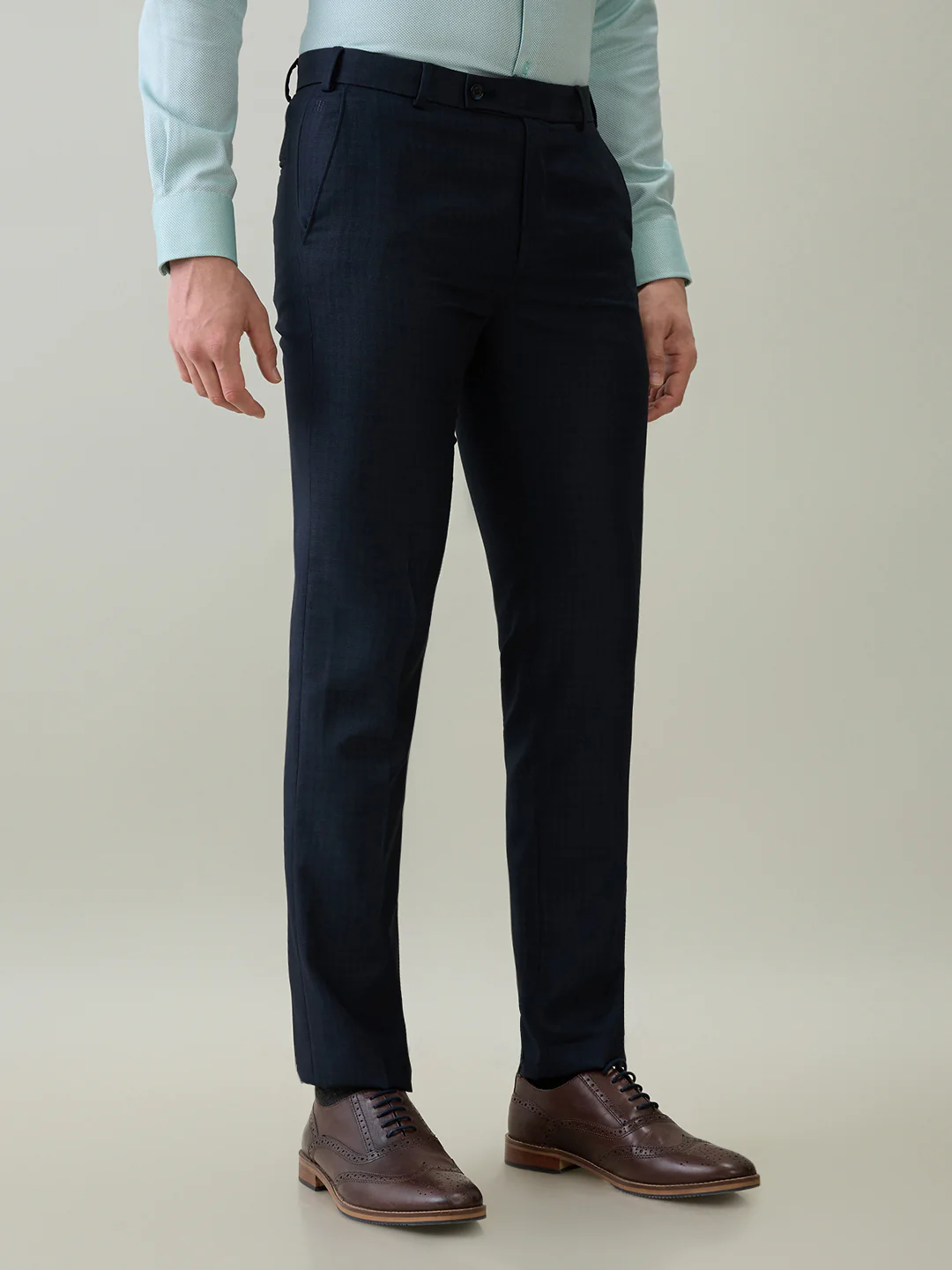 Raymond Men Brown Structure Slim Fit Polyester Blend Trouser - Image 3