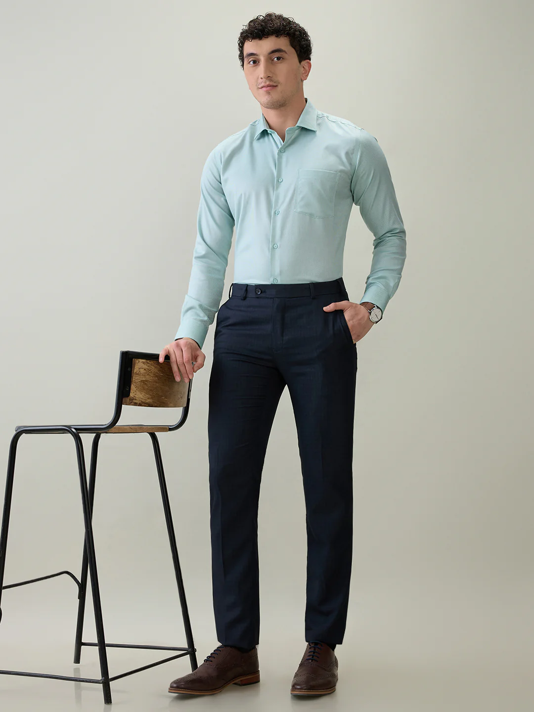 Raymond Men Brown Structure Slim Fit Polyester Blend Trouser - Image 5