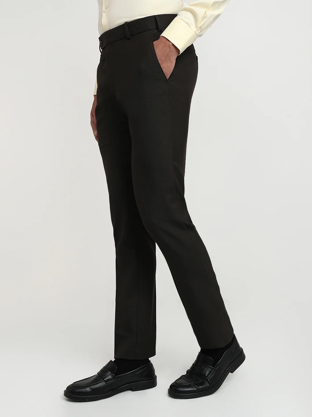 Raymond Men Brown Structure Slim Fit Polyester Blend Trouser - Image 2