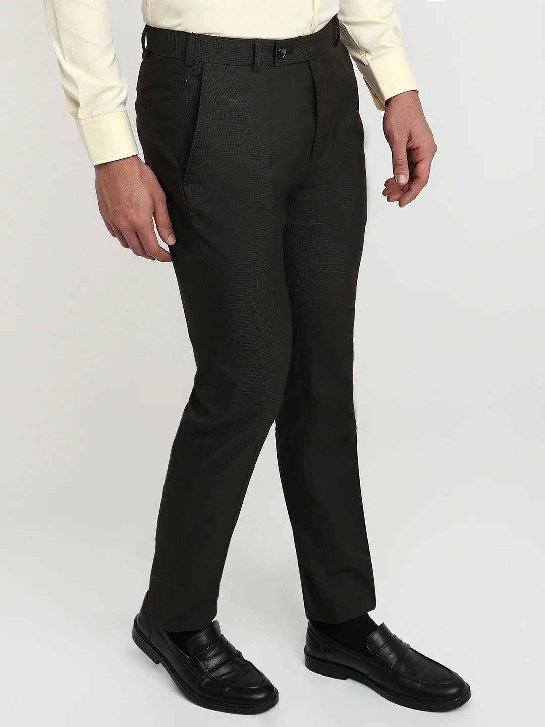 Raymond Men Brown Structure Slim Fit Polyester Blend Trouser - Image 3