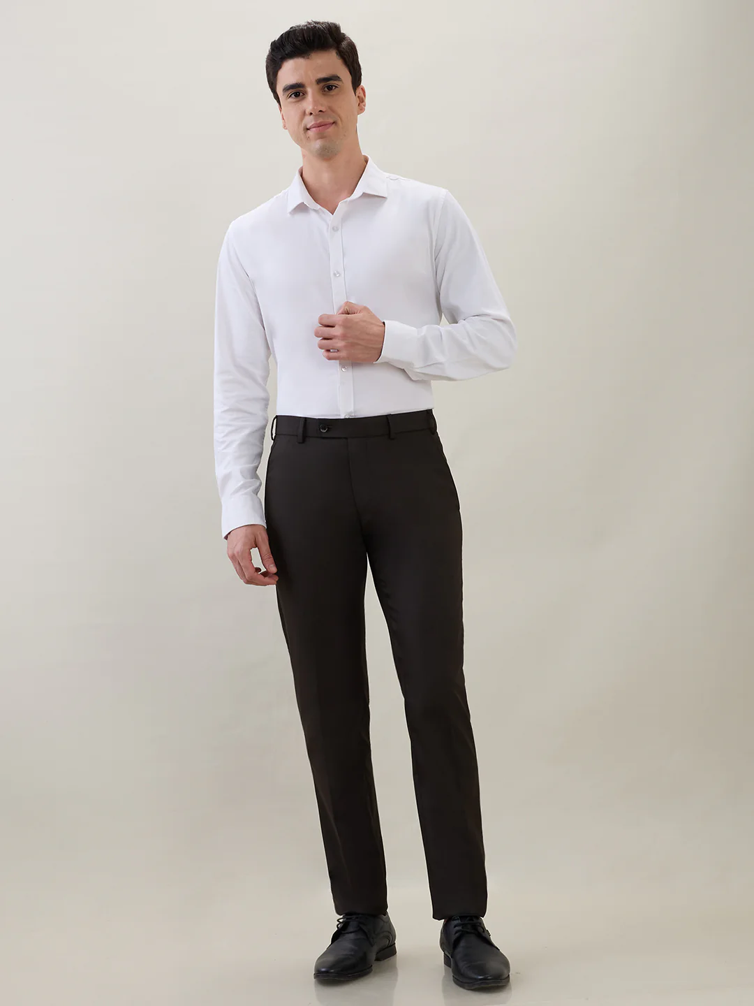 Raymond Men Brown Structure Slim Fit Polyester Blend Trouser - Image 5