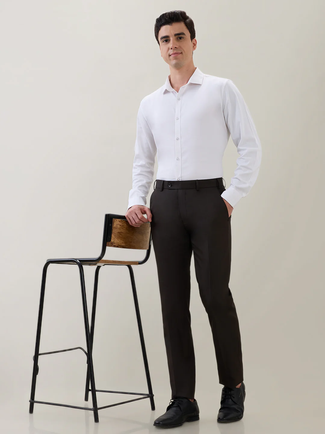 Raymond Men Brown Structure Slim Fit Polyester Blend Trouser - Image 7