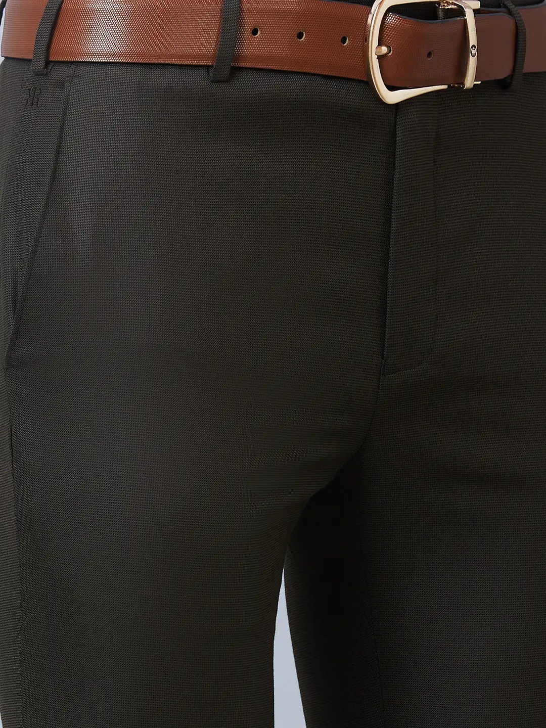 Raymond Men Brown Structure Slim Fit Polyester Blend Trousers - Image 6