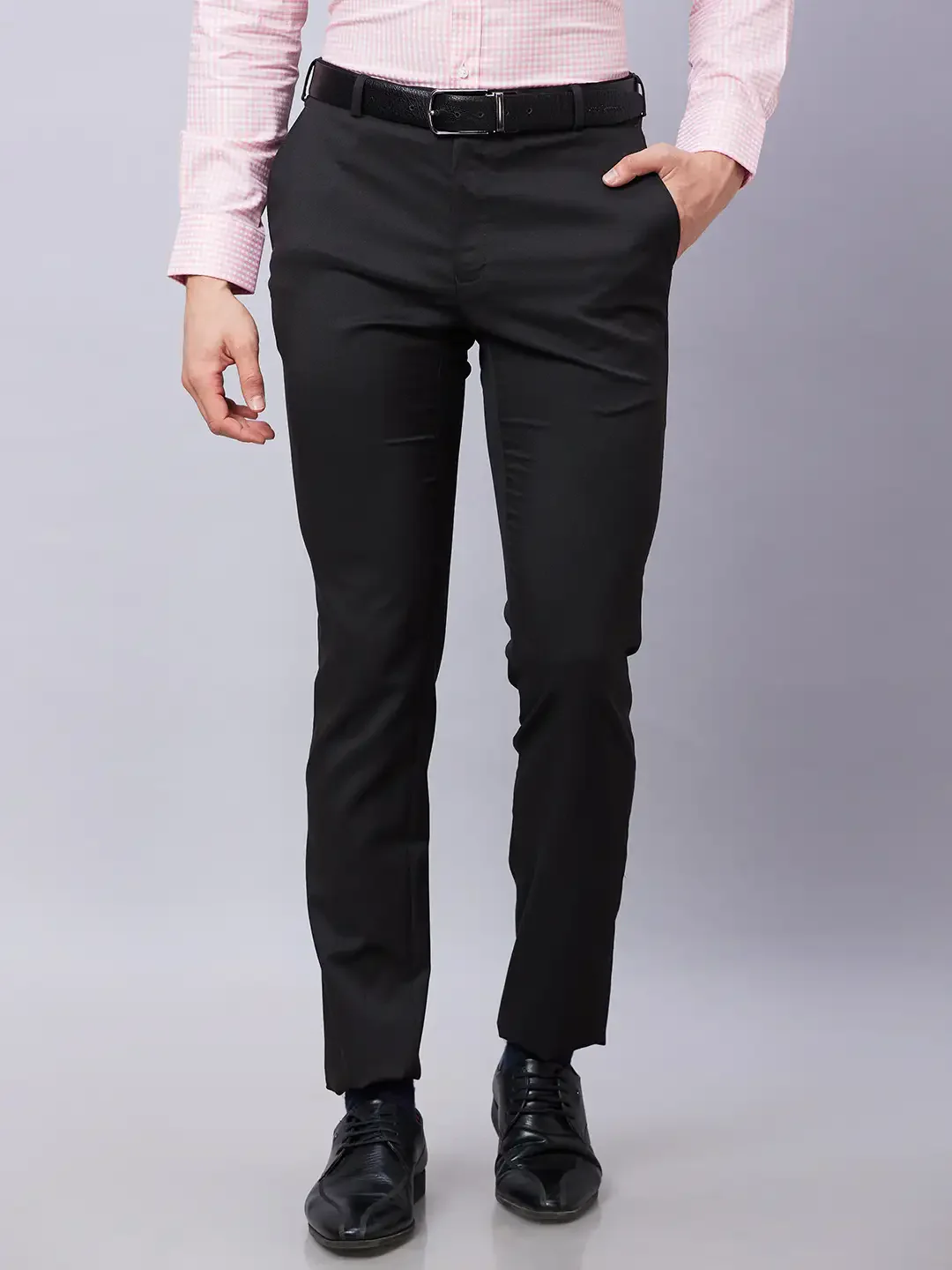 Raymond Men Brown Structure Slim Fit Polyester Blend Trousers