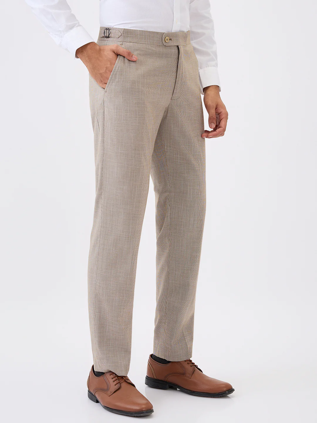 Raymond Men Brown Structure Slim Fit Terylene Blend Trouser - Image 3