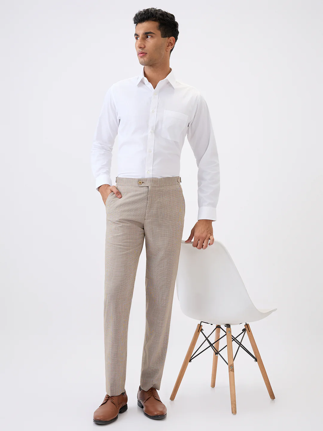 Raymond Men Brown Structure Slim Fit Terylene Blend Trouser - Image 6