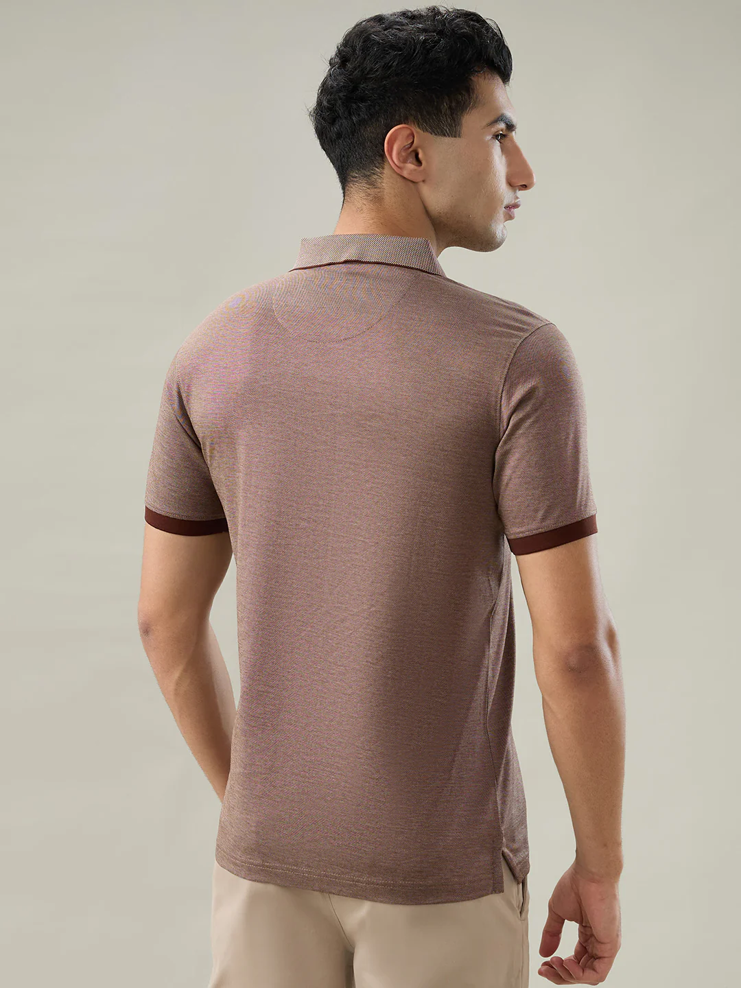 Raymond Men Brown Two Tone Regular Fit Cotton T-shirt - Image 4