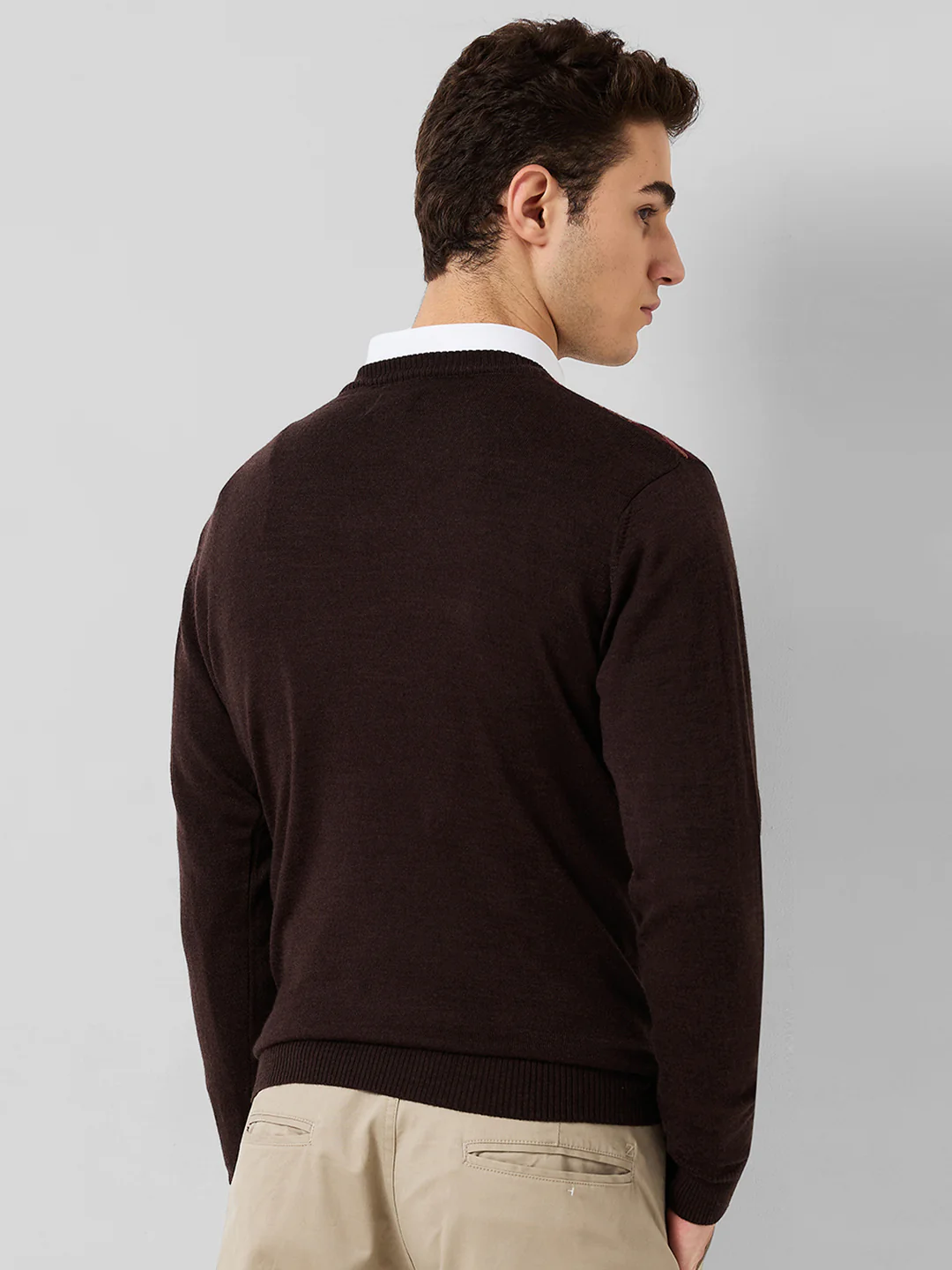 Raymond Men Brown Wrapper Wool Blend Sweatshirt - Image 3