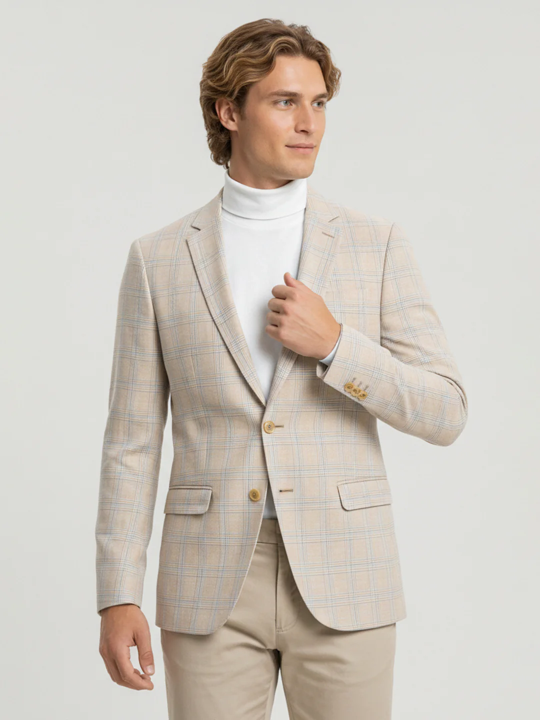 Raymond Men Contemporary Fit Checks Pattern Polyester Blend Full Sleeve Jacket