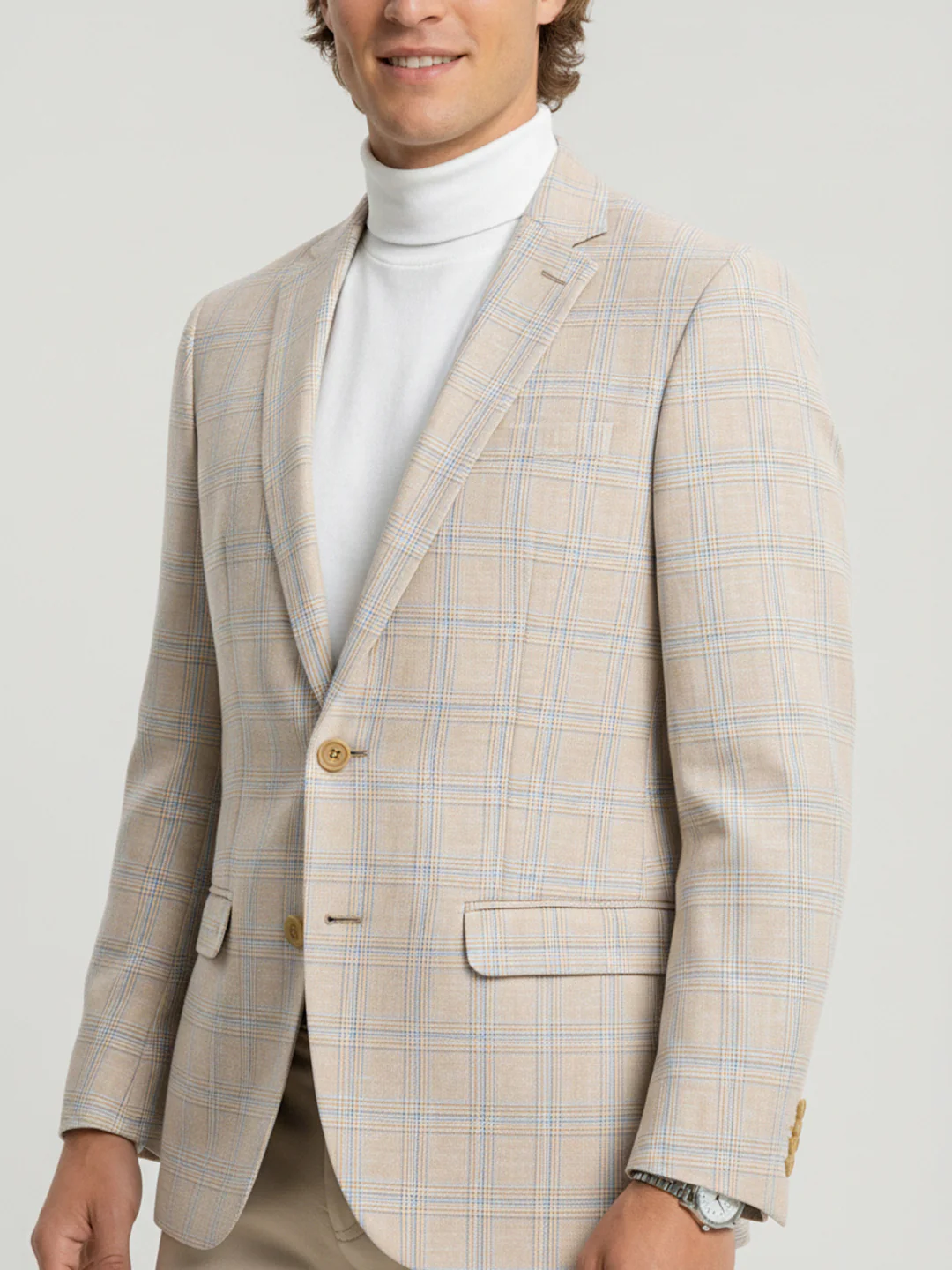 Raymond Men Contemporary Fit Checks Pattern Polyester Blend Full Sleeve Jacket - Image 5