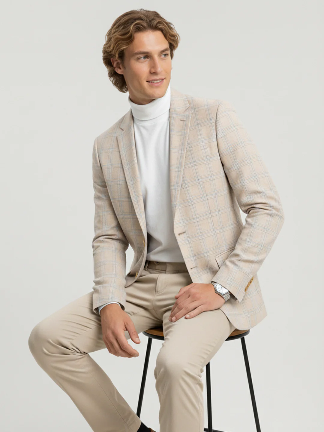 Raymond Men Contemporary Fit Checks Pattern Polyester Blend Full Sleeve Jacket - Image 6