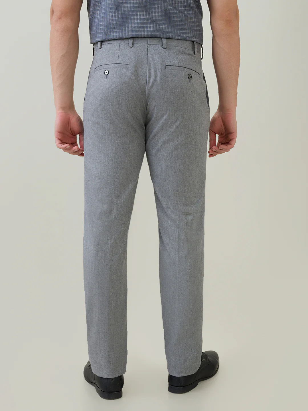 Raymond Men Contemporary Fit Solid Pattern Poly Viscose Blend Flat Front Trouser - Image 4