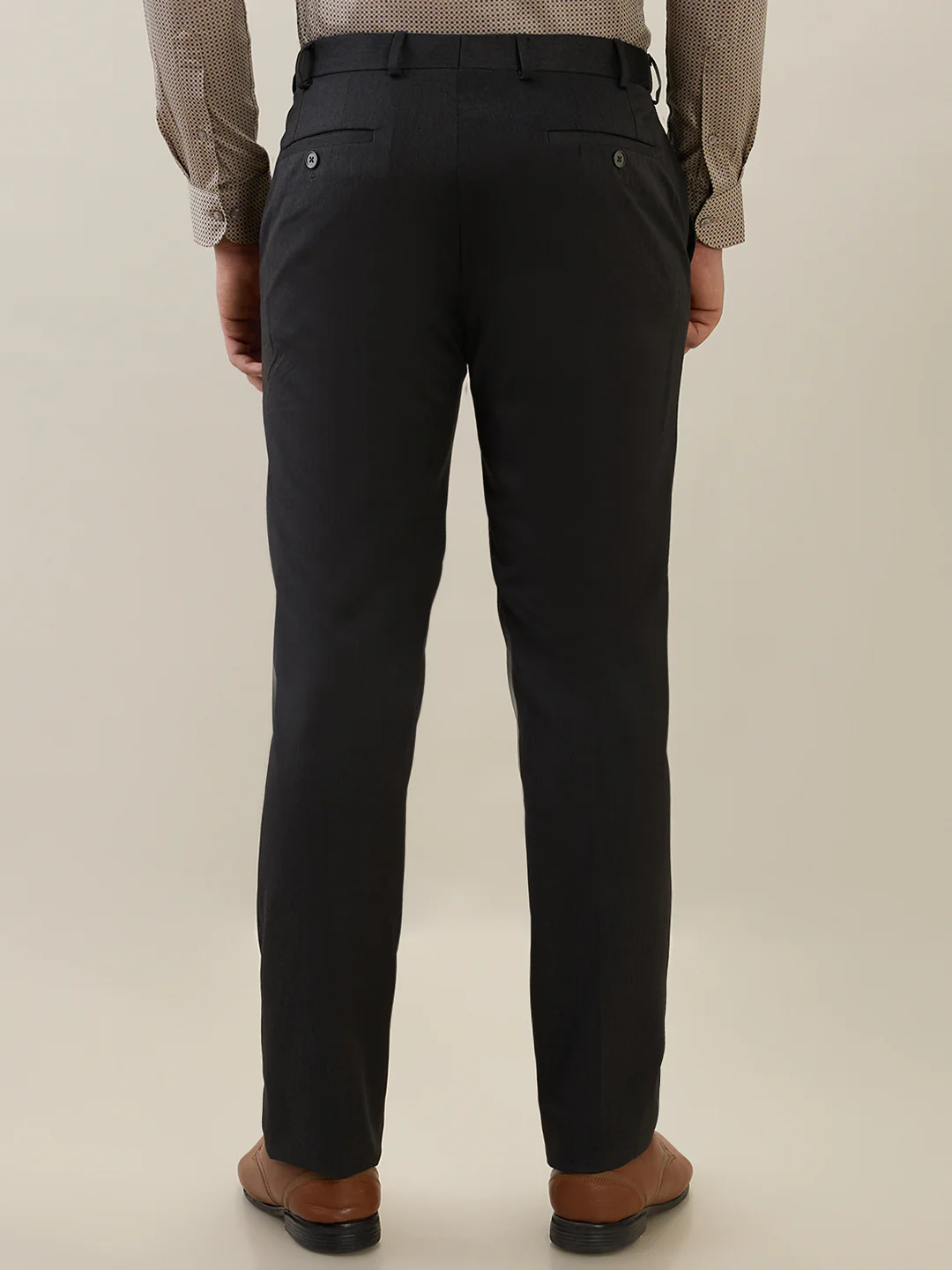 Raymond Men Contemporary Fit Solid Pattern Poly Viscose Blend Flat Front Trouser - Image 4