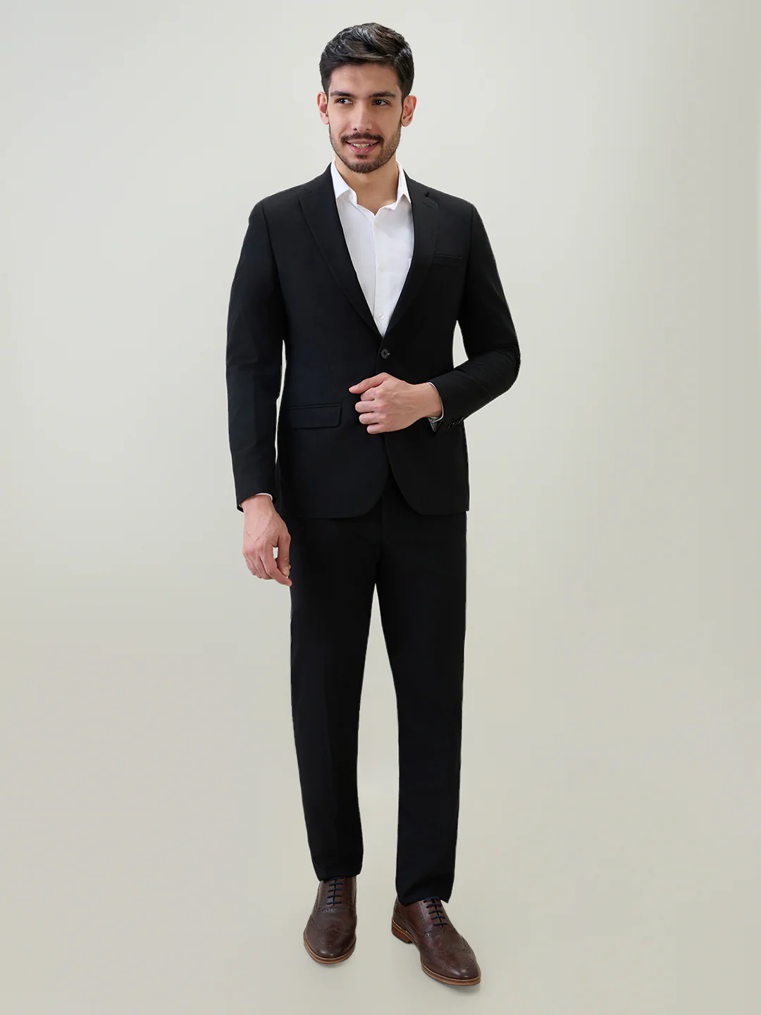 Raymond Men Contemporary Fit Solid Pattern Polyester Blend Full Sleeve Suit - Image 2