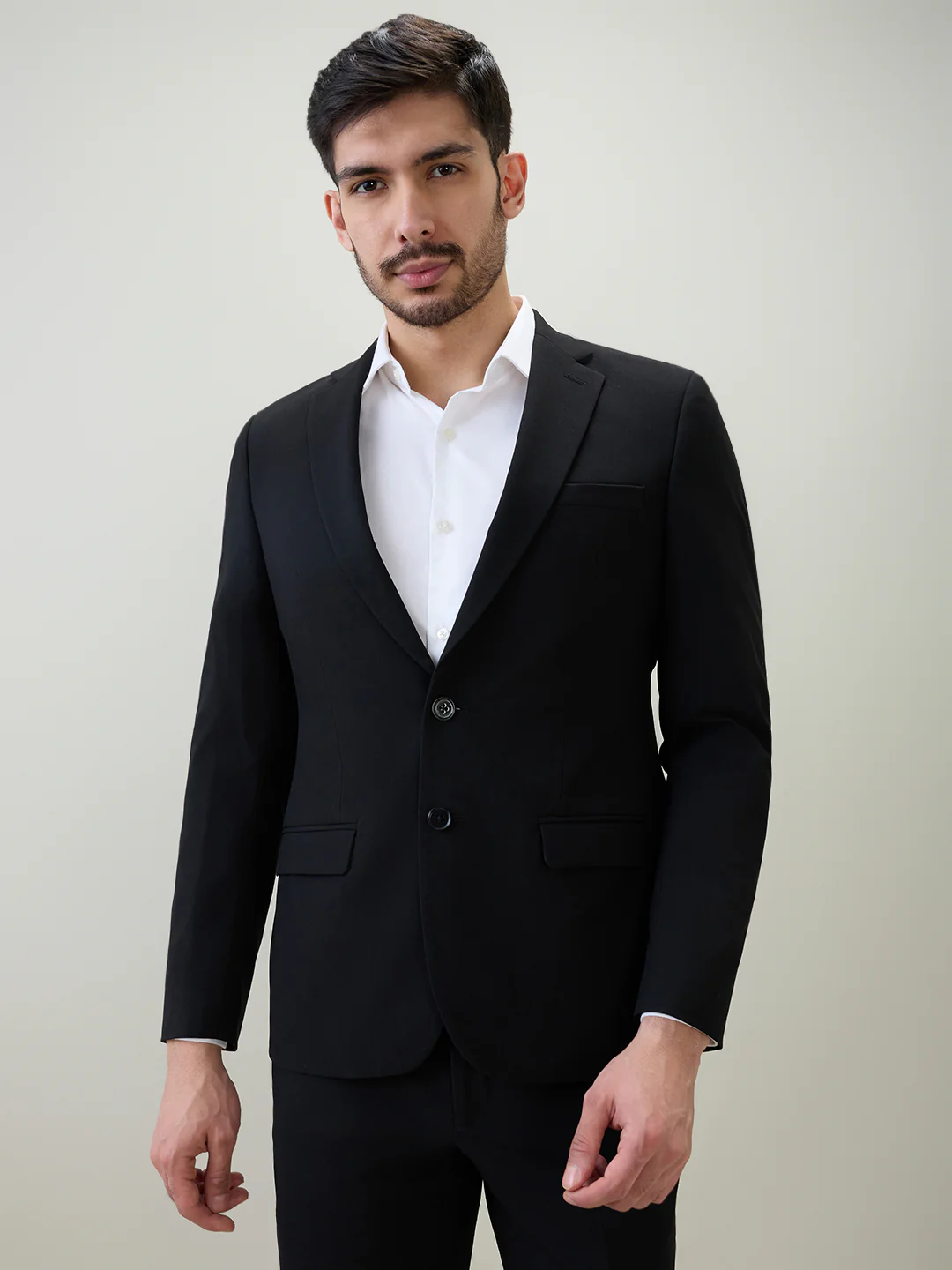 Raymond Men Contemporary Fit Solid Pattern Polyester Blend Full Sleeve Suit - Image 3
