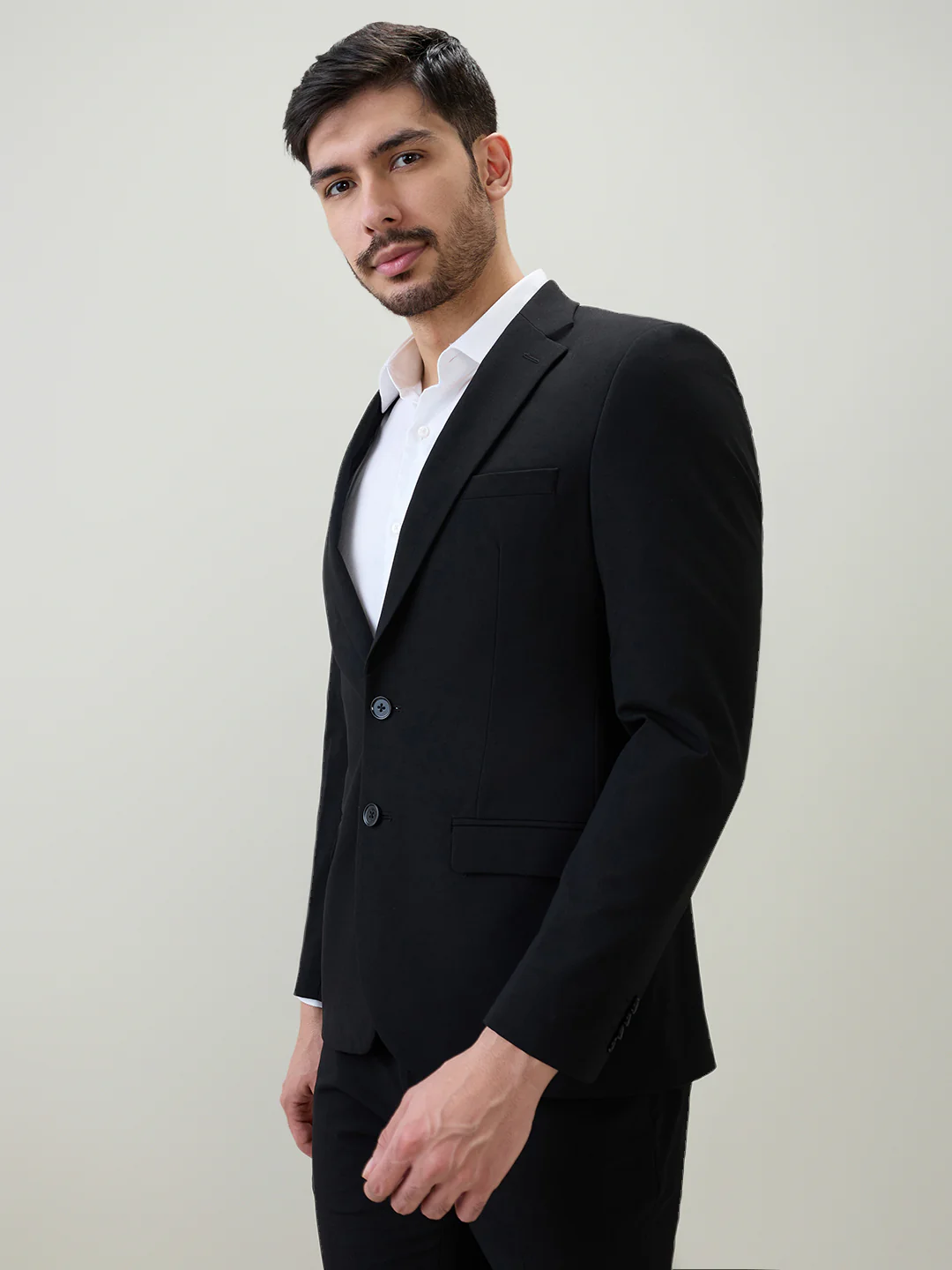 Raymond Men Contemporary Fit Solid Pattern Polyester Blend Full Sleeve Suit - Image 4