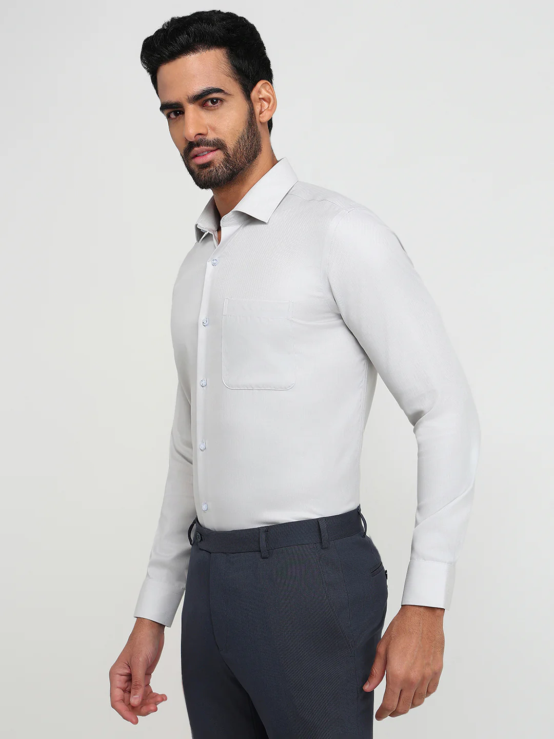 Raymond Men Contemporary Fit Solid Pattern Pure Cotton Full Sleeve Formal Shirt - Image 2