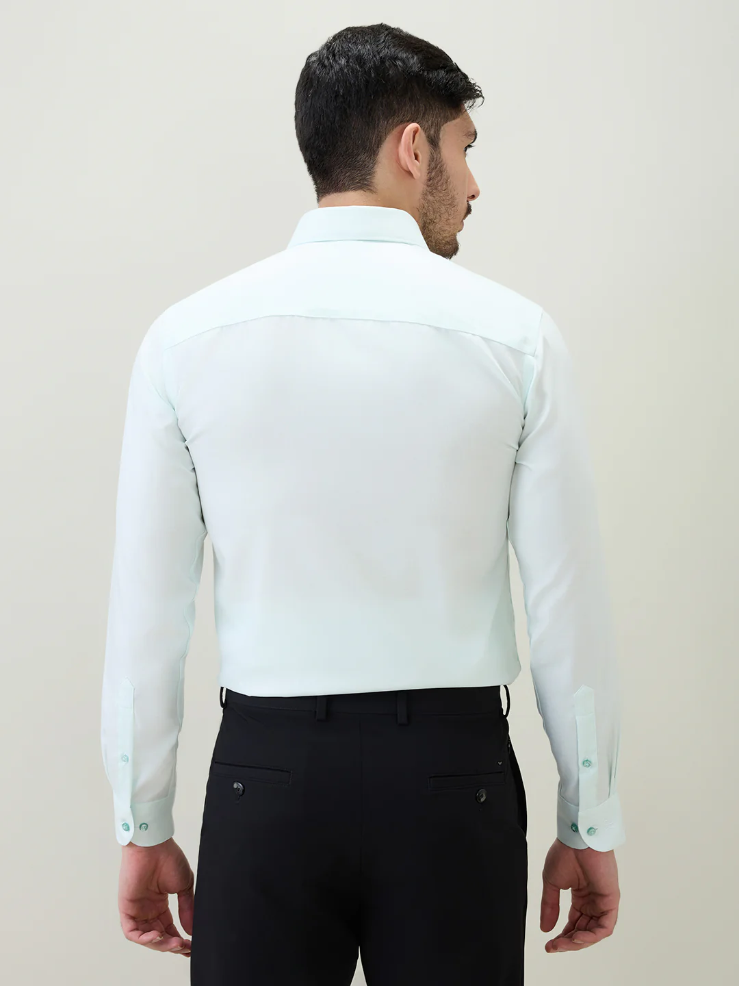 Raymond Men Contemporary Fit Solid Pattern Pure Cotton Full Sleeve Formal Shirt - Image 4