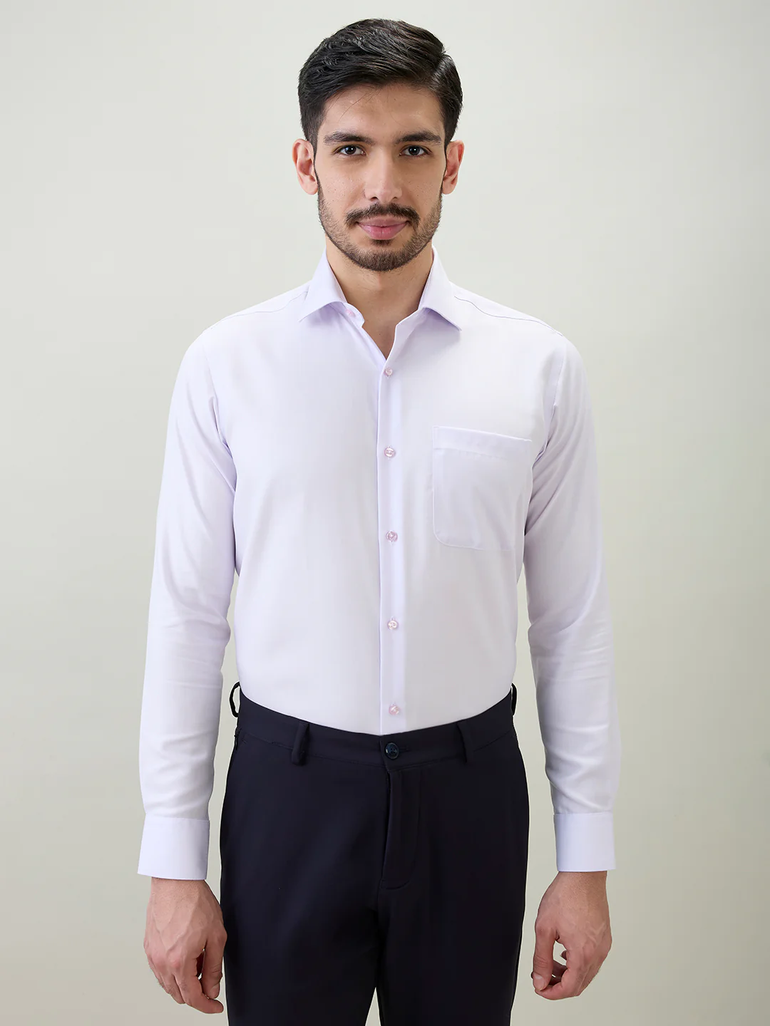 Raymond Men Contemporary Fit Solid Pattern Pure Cotton Full Sleeve Formal Shirt