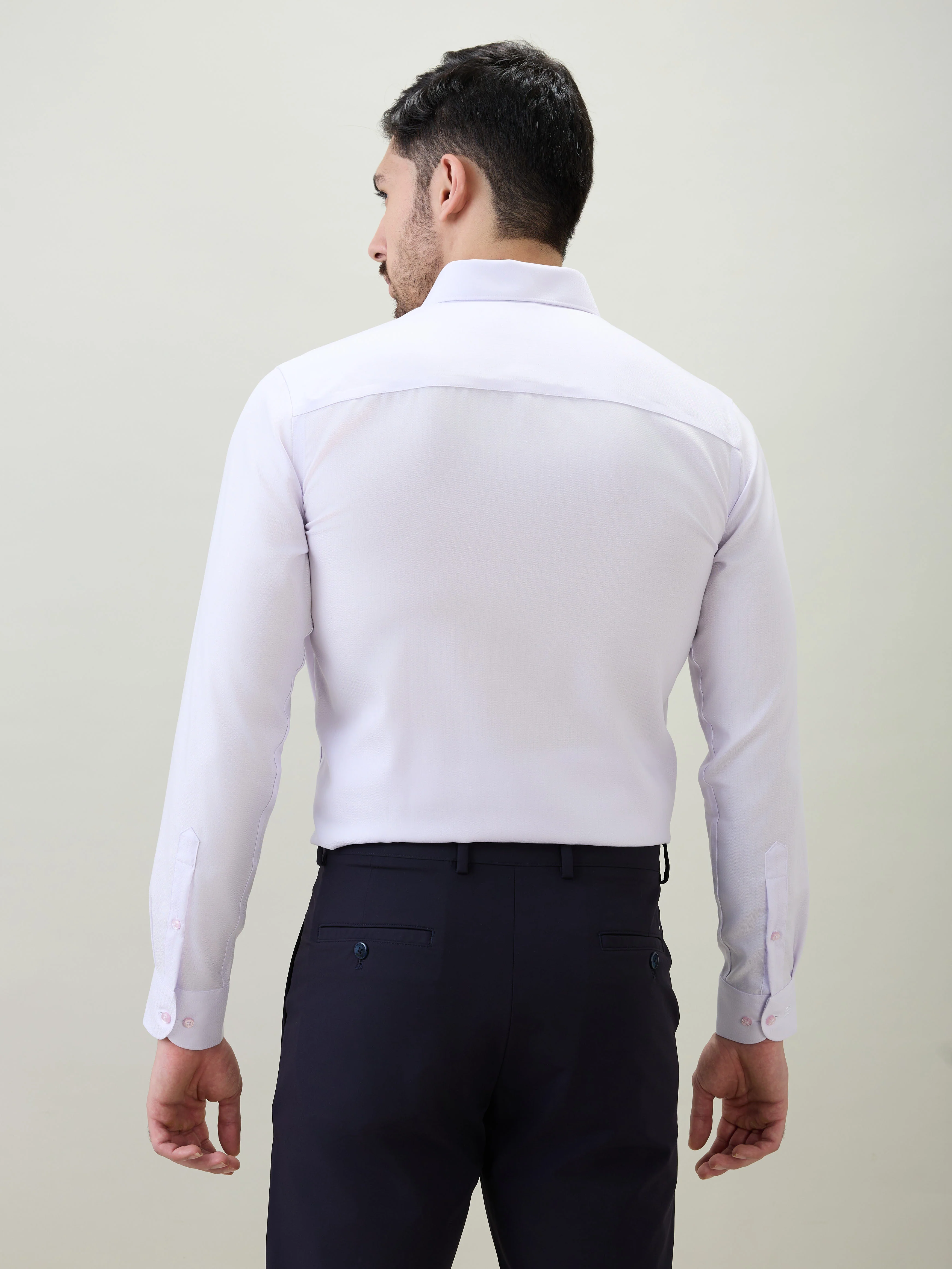 Raymond Men Contemporary Fit Solid Pattern Pure Cotton Full Sleeve Formal Shirt - Image 4