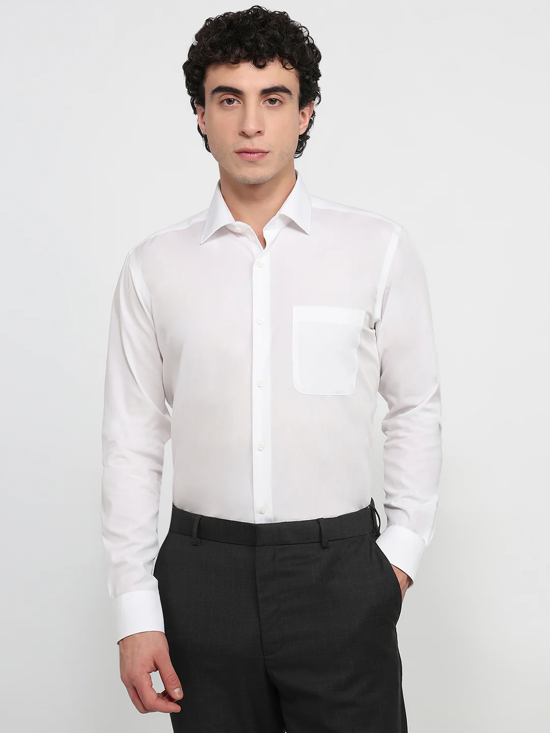 Raymond Men Contemporary Fit Solid Pattern Pure Cotton Full Sleeve Formal Shirt