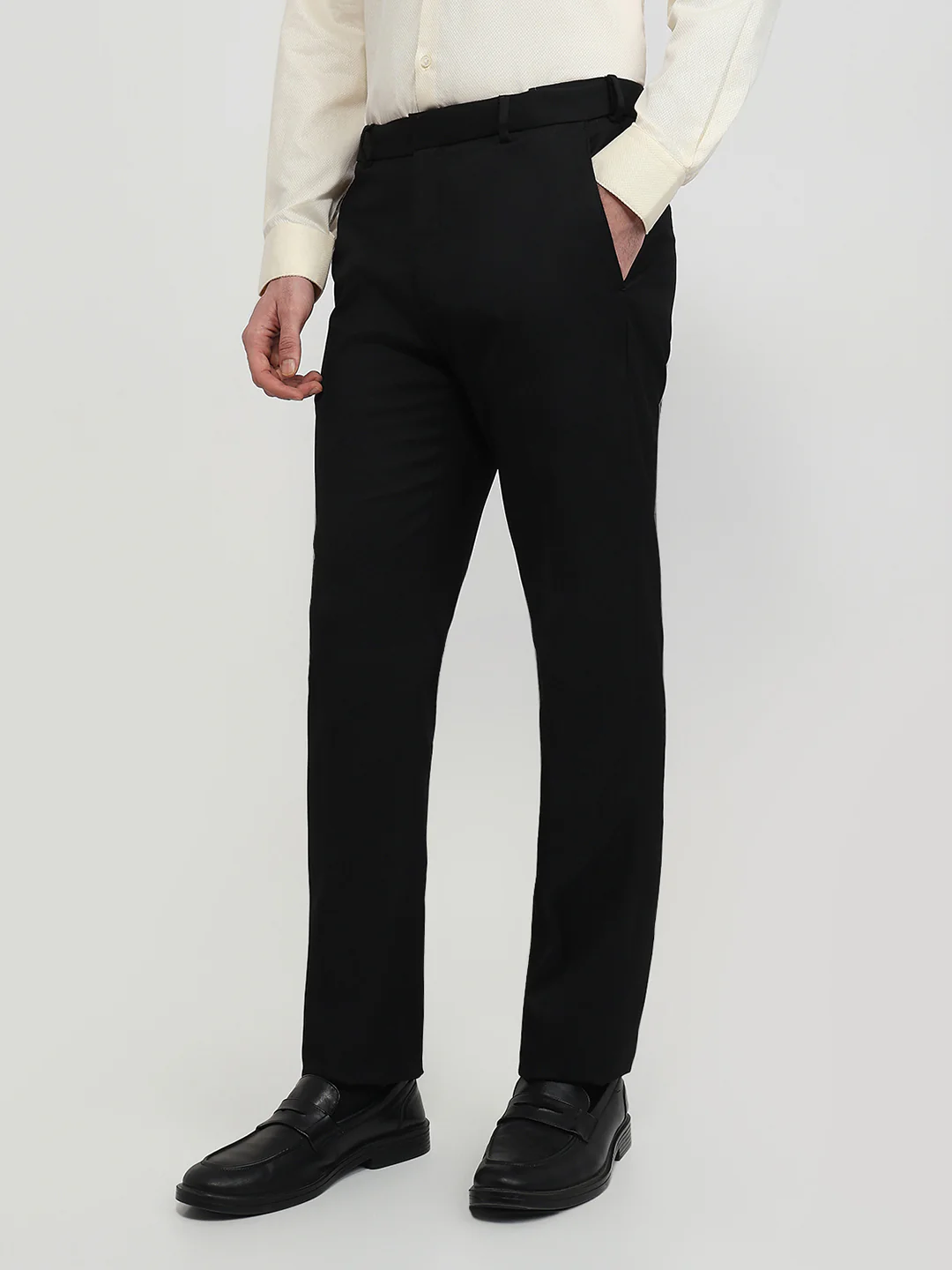 Raymond Men Contemporary Fit Structure Pattern Poly Viscose Blend Flat Front Trouser - Image 2