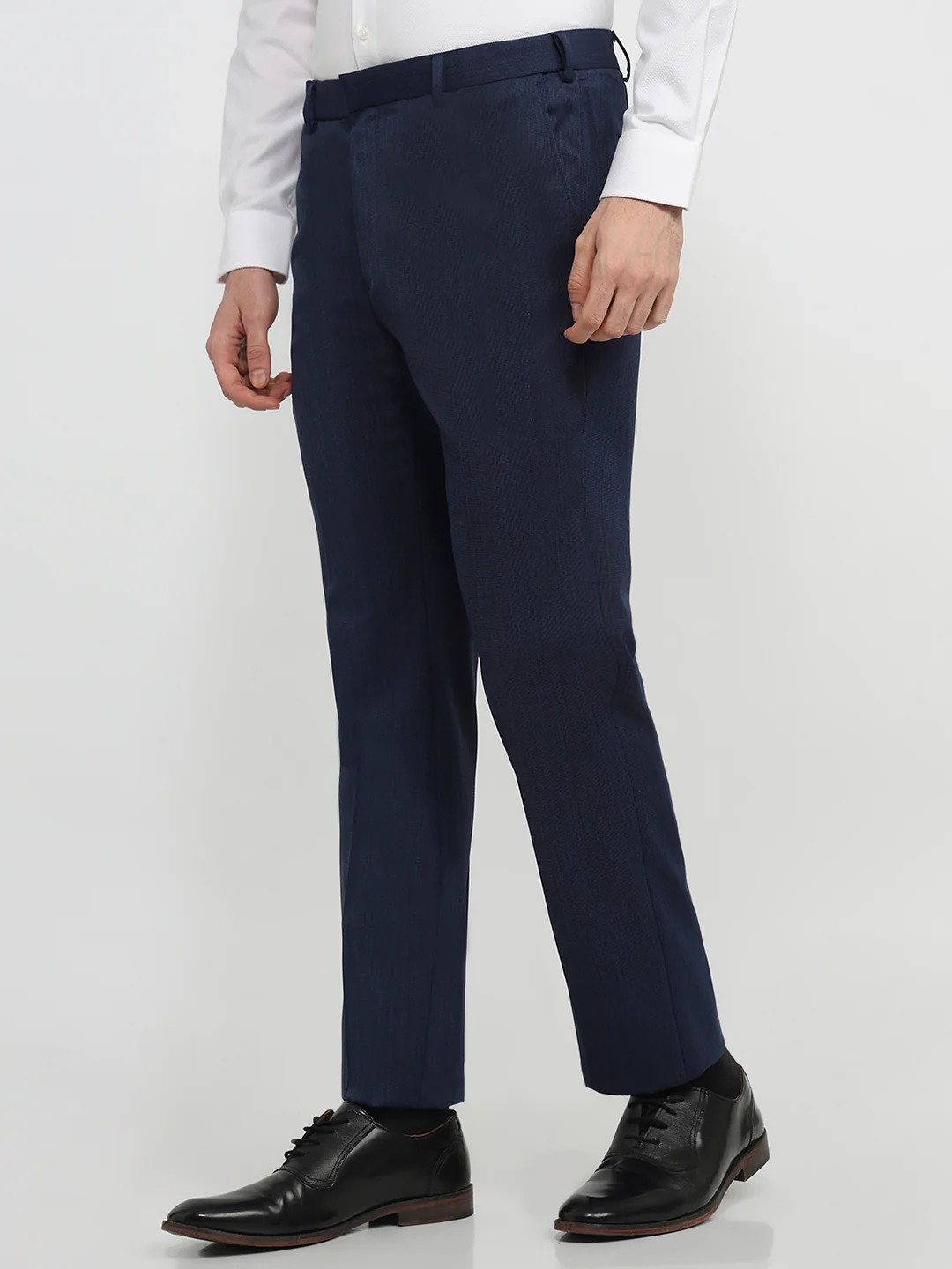 Raymond Men Contemporary Fit Structure Pattern Polyester Blend Flat Front Trouser - Image 2