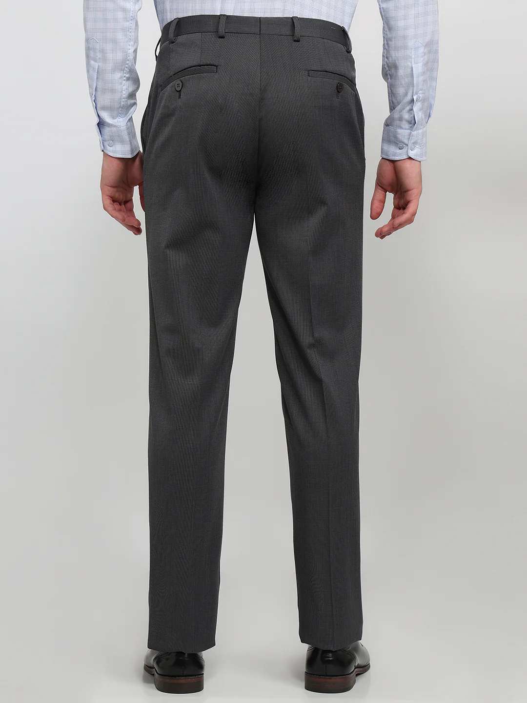 Raymond Men Contemporary Fit Structure Pattern Polyester Blend Flat Front Trouser - Image 4
