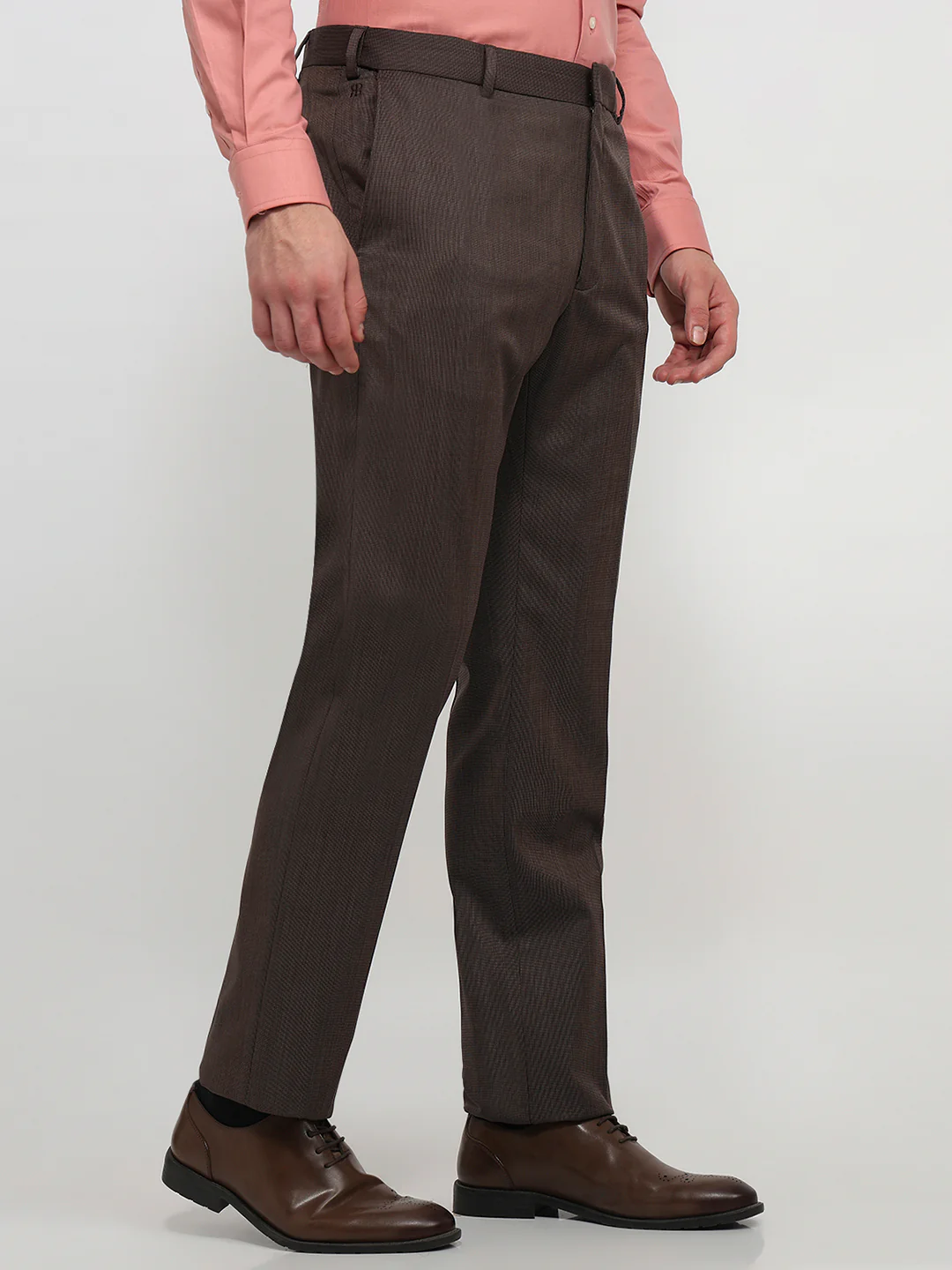 Raymond Men Contemporary Fit Structure Pattern Polyester Blend Flat Front Trouser - Image 3