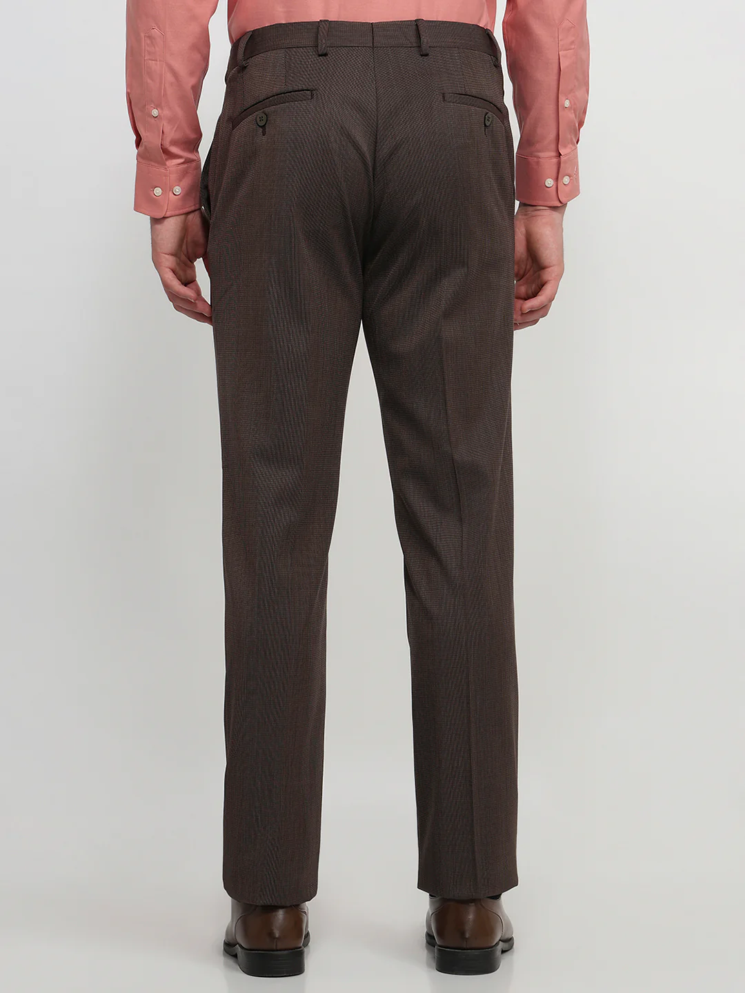 Raymond Men Contemporary Fit Structure Pattern Polyester Blend Flat Front Trouser - Image 4