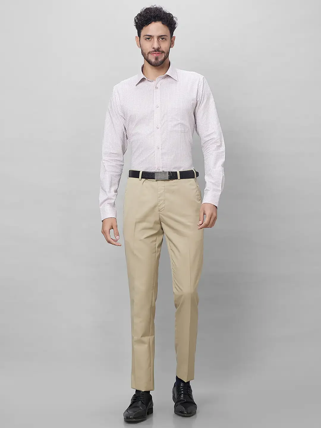 Raymond Men Cream Solid Slim Fit Polyester Blend Trouser - Image 5