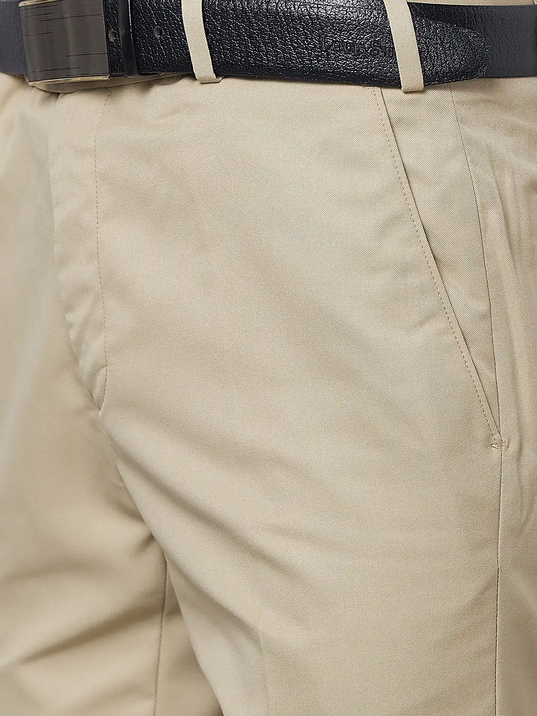 Raymond Men Cream Solid Slim Fit Polyester Blend Trouser - Image 6