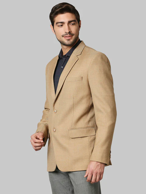 Raymond Men Fawn Contemporary Fit Solid Jacket - Image 3