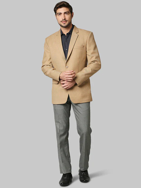 Raymond Men Fawn Contemporary Fit Solid Jacket - Image 5