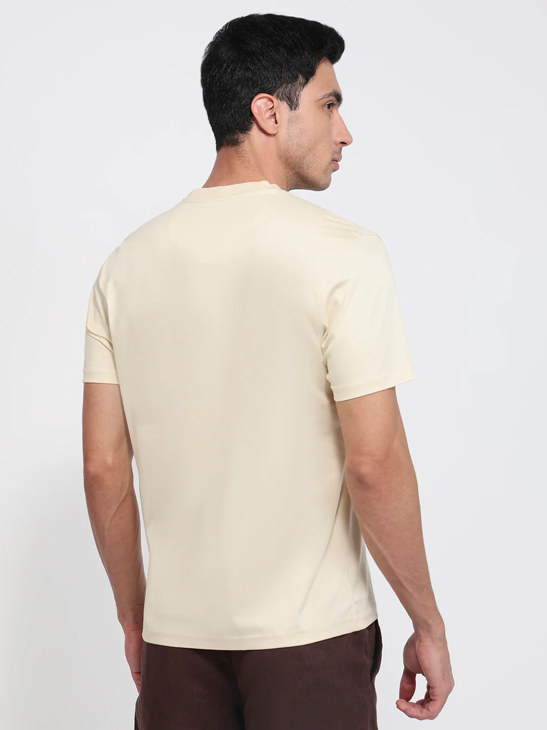 Raymond Men Fawn Regular Fit Solid Crew Neck Collar T-Shirt - Image 4