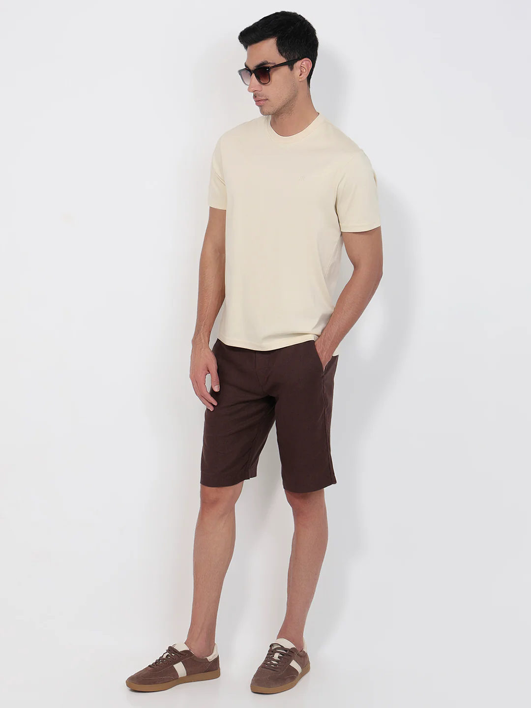 Raymond Men Fawn Regular Fit Solid Crew Neck Collar T-Shirt - Image 5