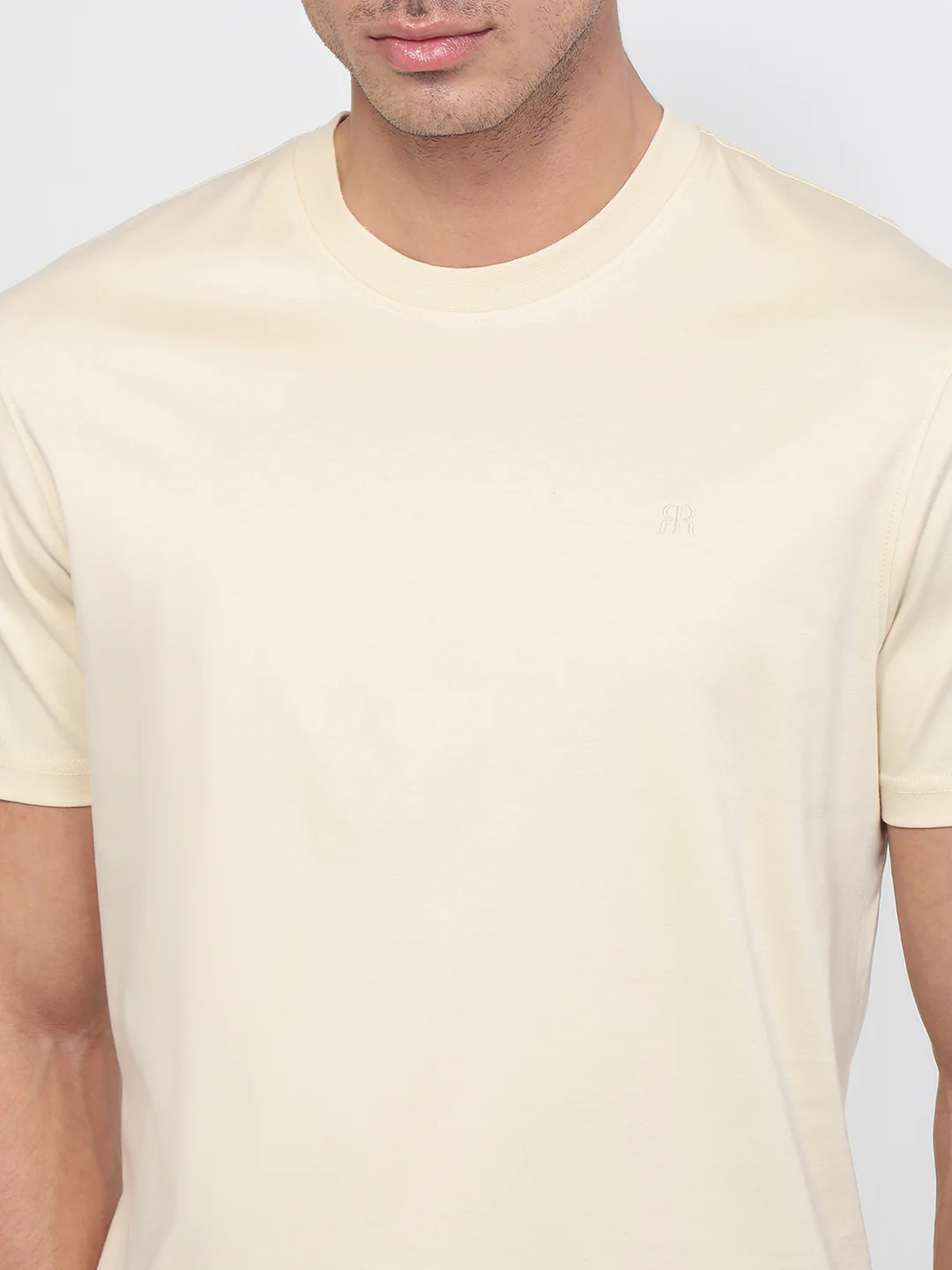 Raymond Men Fawn Regular Fit Solid Crew Neck Collar T-Shirt - Image 6