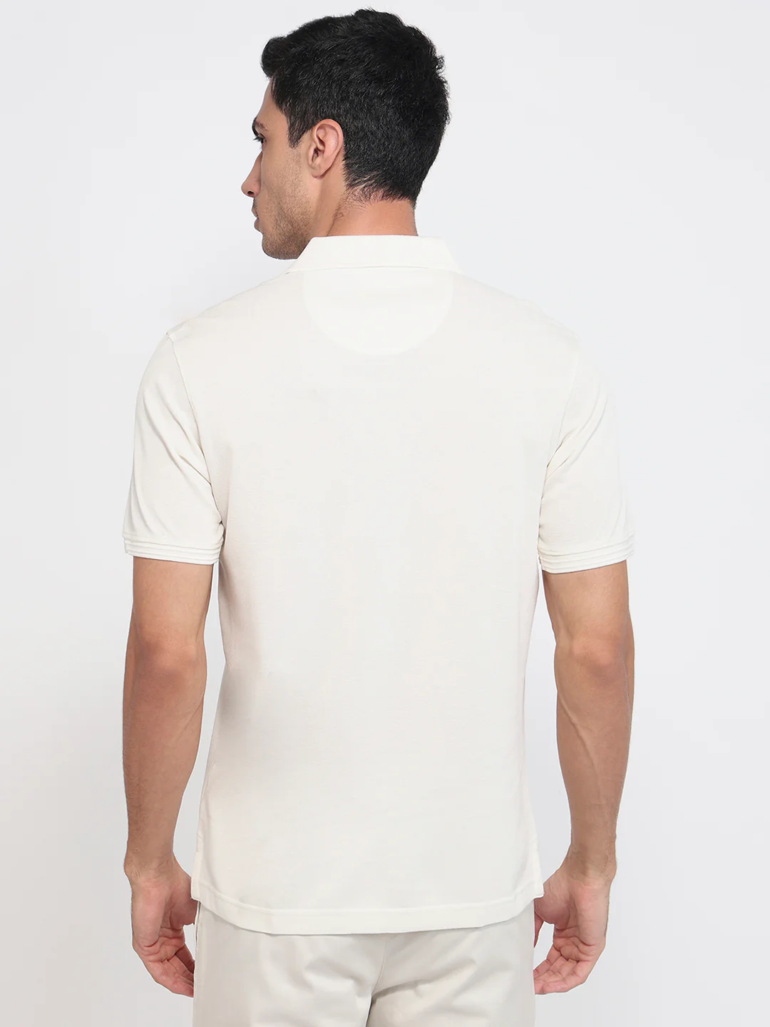 Raymond Men Fawn Regular Fit Solid Polo Neck Collar T-Shirt - Image 4