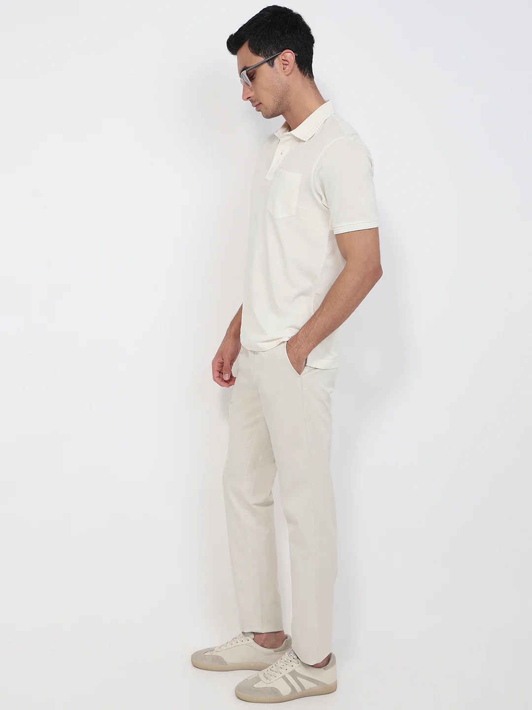 Raymond Men Fawn Regular Fit Solid Polo Neck Collar T-Shirt - Image 5