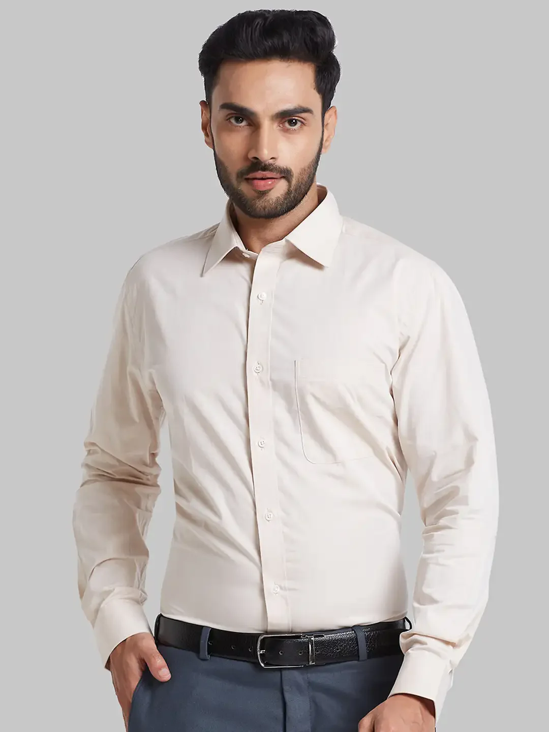 Raymond Men Fawn Slim Fit Cotton Full Sleeve Shirt