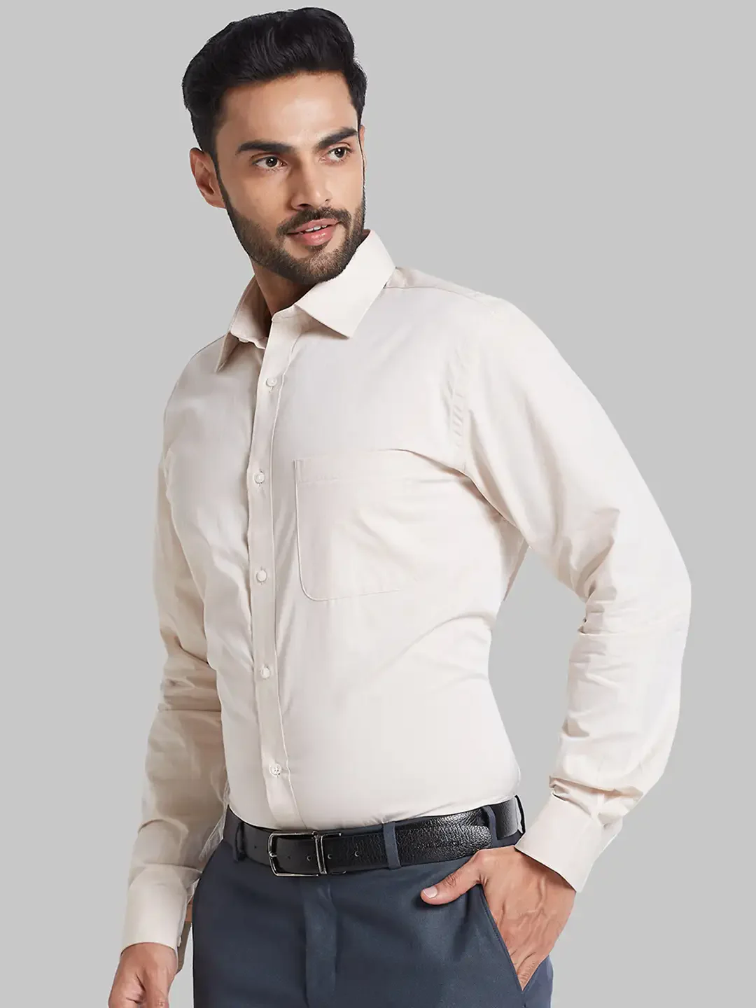 Raymond Men Fawn Slim Fit Cotton Full Sleeve Shirt - Image 3
