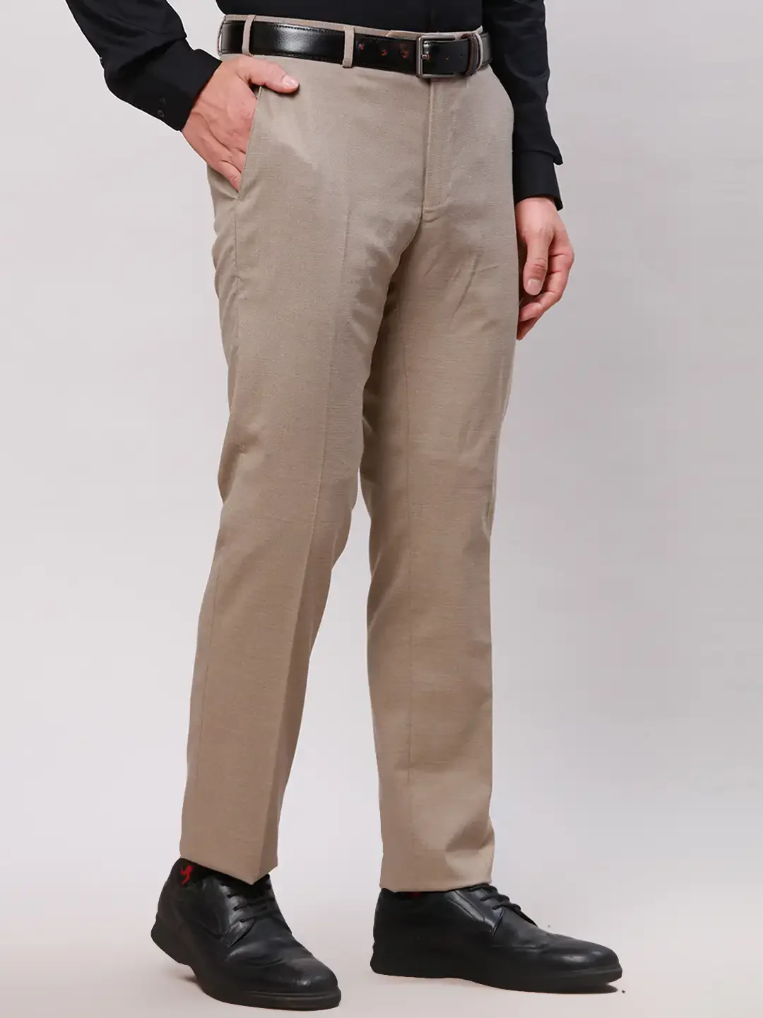 Raymond Men Fawn Slim Fit Solid Polyester Trousers - Image 2