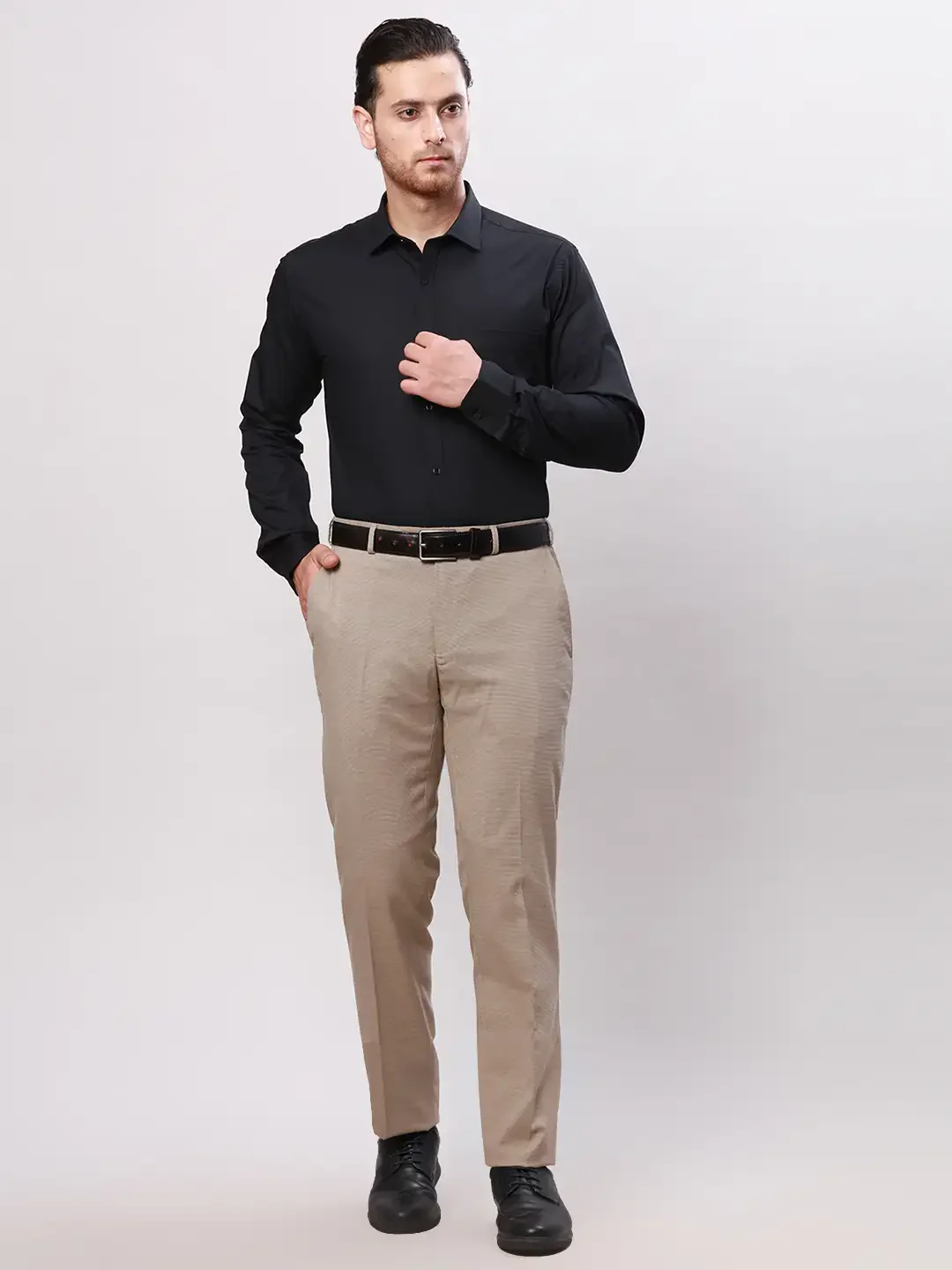 Raymond Men Fawn Slim Fit Solid Polyester Trousers - Image 5