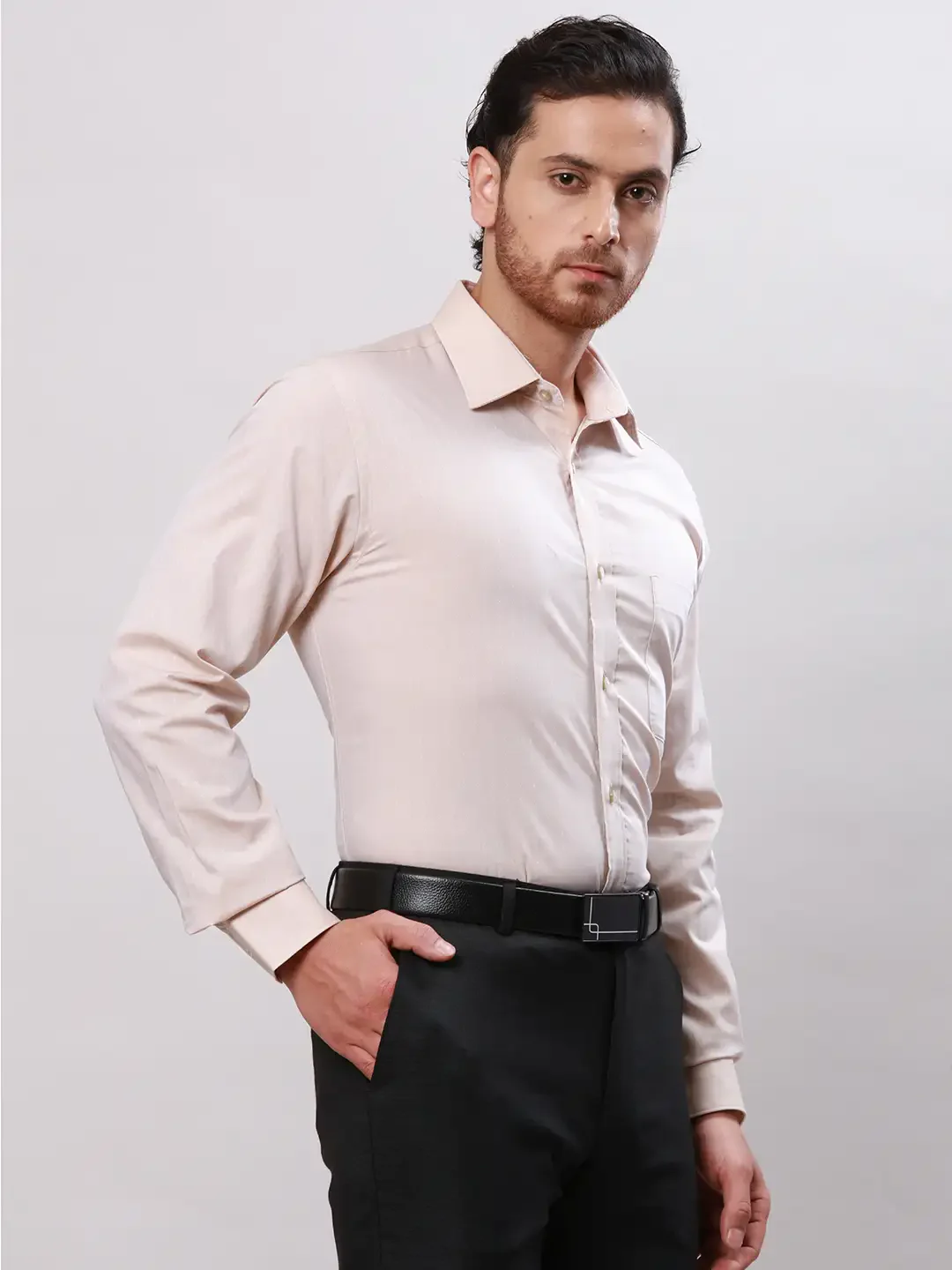 Raymond Men Brown Structured Slim Fit Cotton Formal Shirt - Image 2