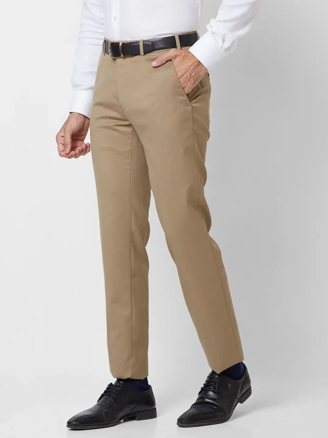 Raymond Men Fawn Slim Fit Structure Polyester Trousers - Image 3