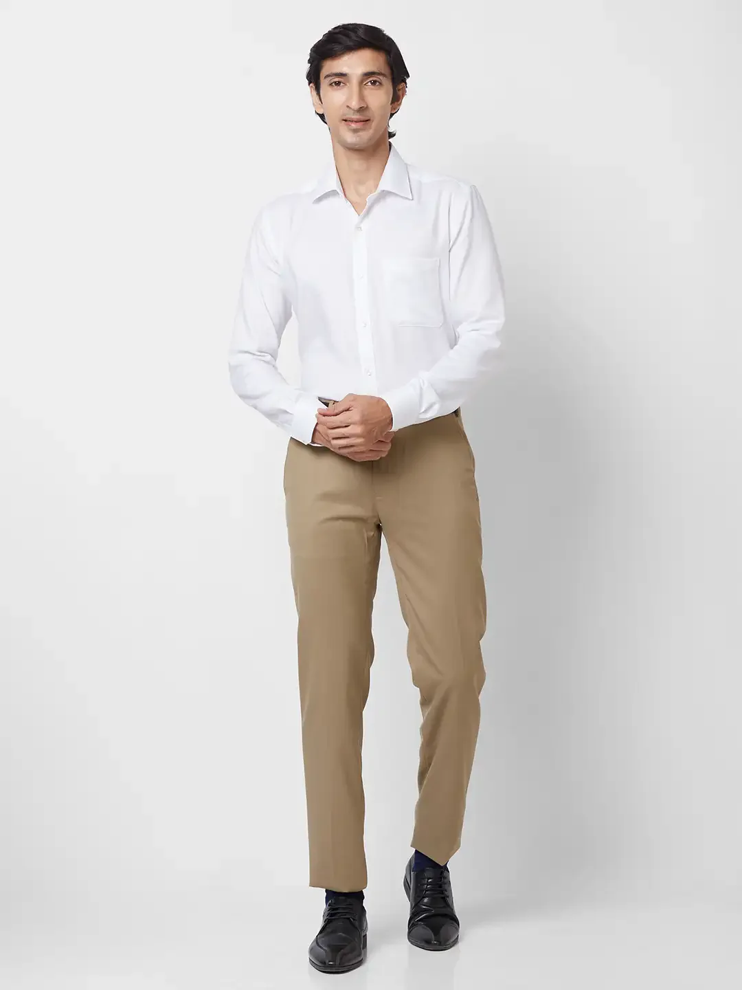 Raymond Men Fawn Slim Fit Structure Polyester Trousers - Image 6